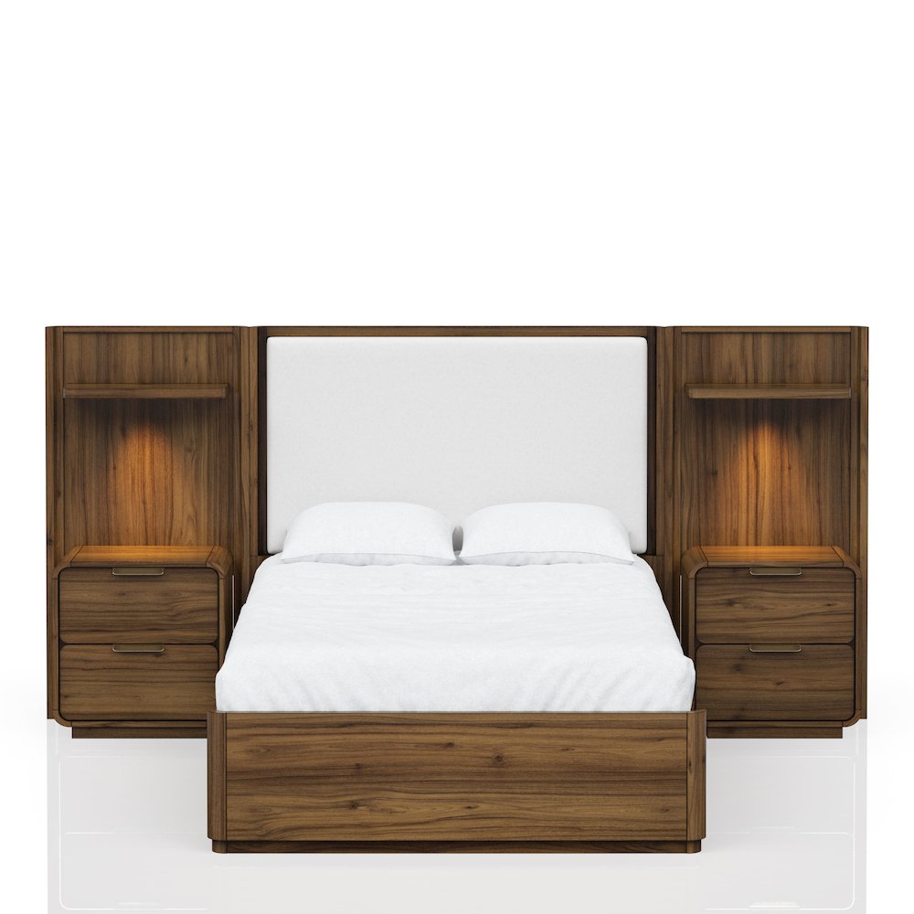 Summerfield Queen Upholstered Wall Bed in Walnut Finish. Picture 1