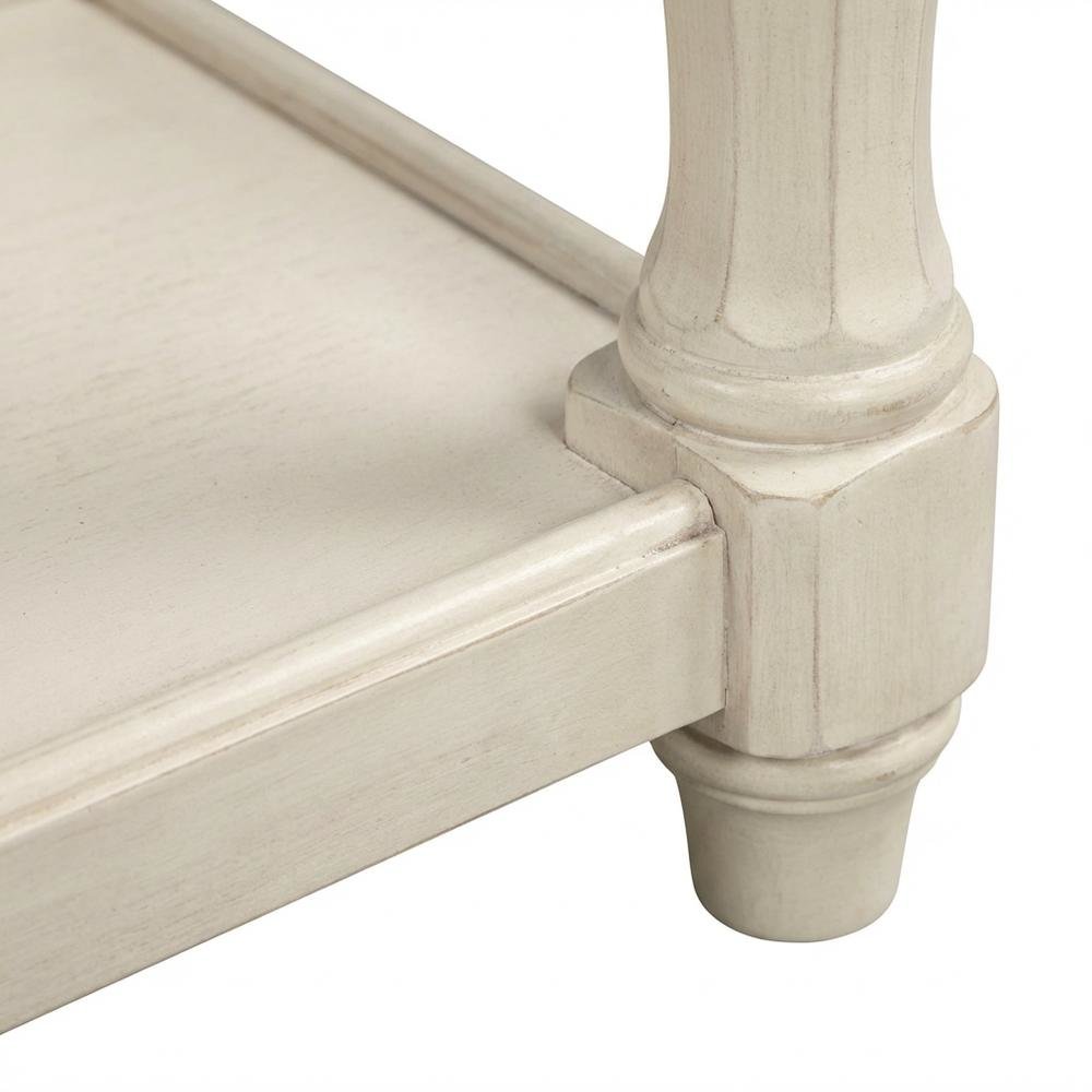 White Accent Table with 1 Drawer – Antique Bedroom Side Table in Cottage Style. Picture 6
