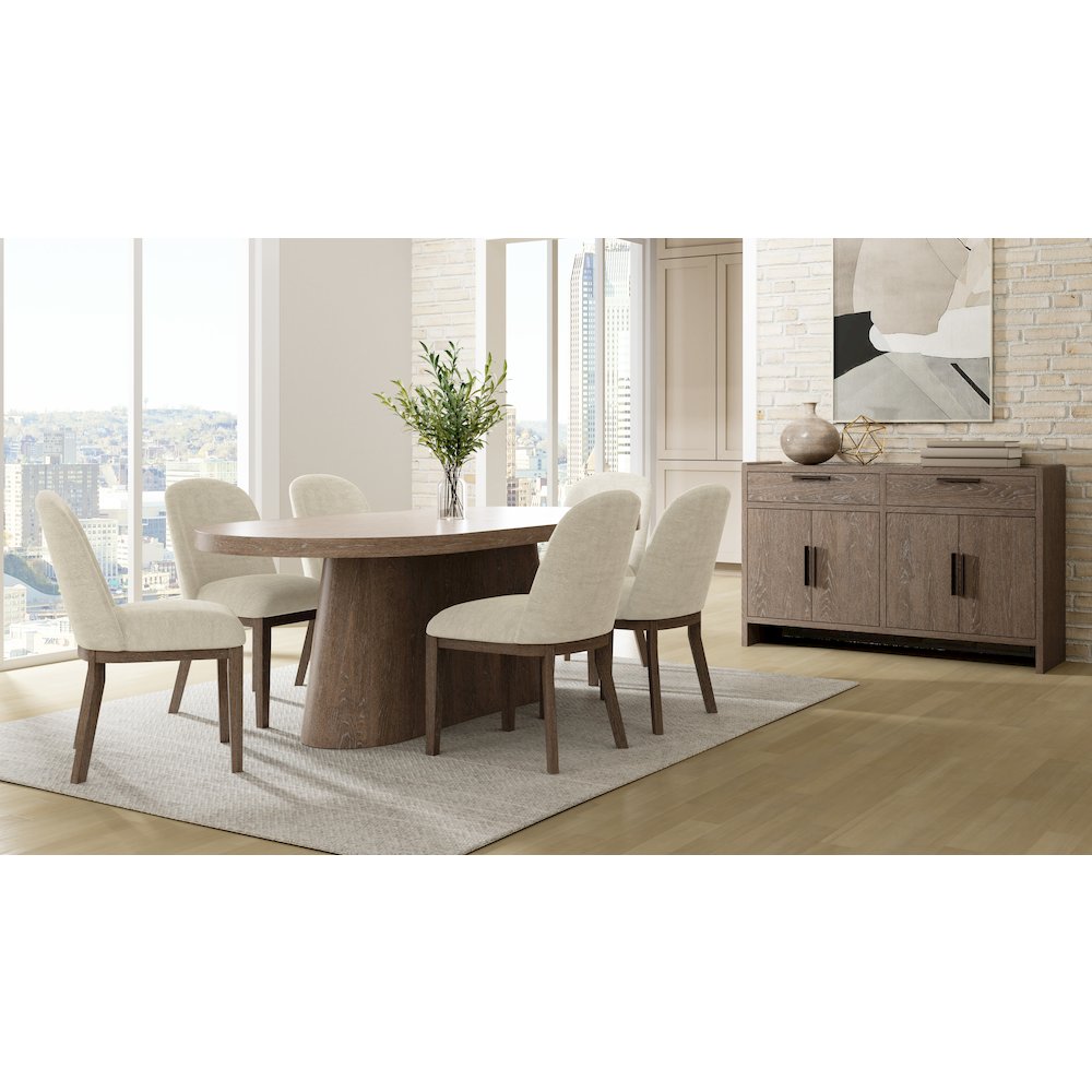 Elements Oval Pedestal Table - In Cocoa Finish. Picture 9