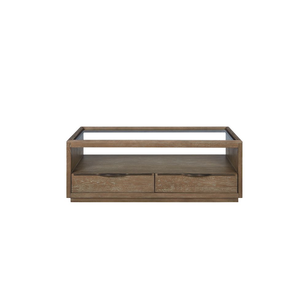 Transitional Elements Glass Top Cocktail Table - Cocoa. Picture 4