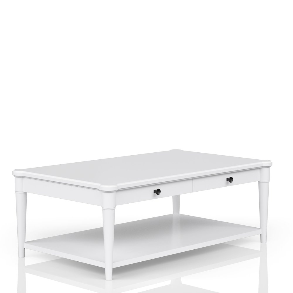Wilmington Wood Top Cocktail Table W/ Casters-White. Picture 3