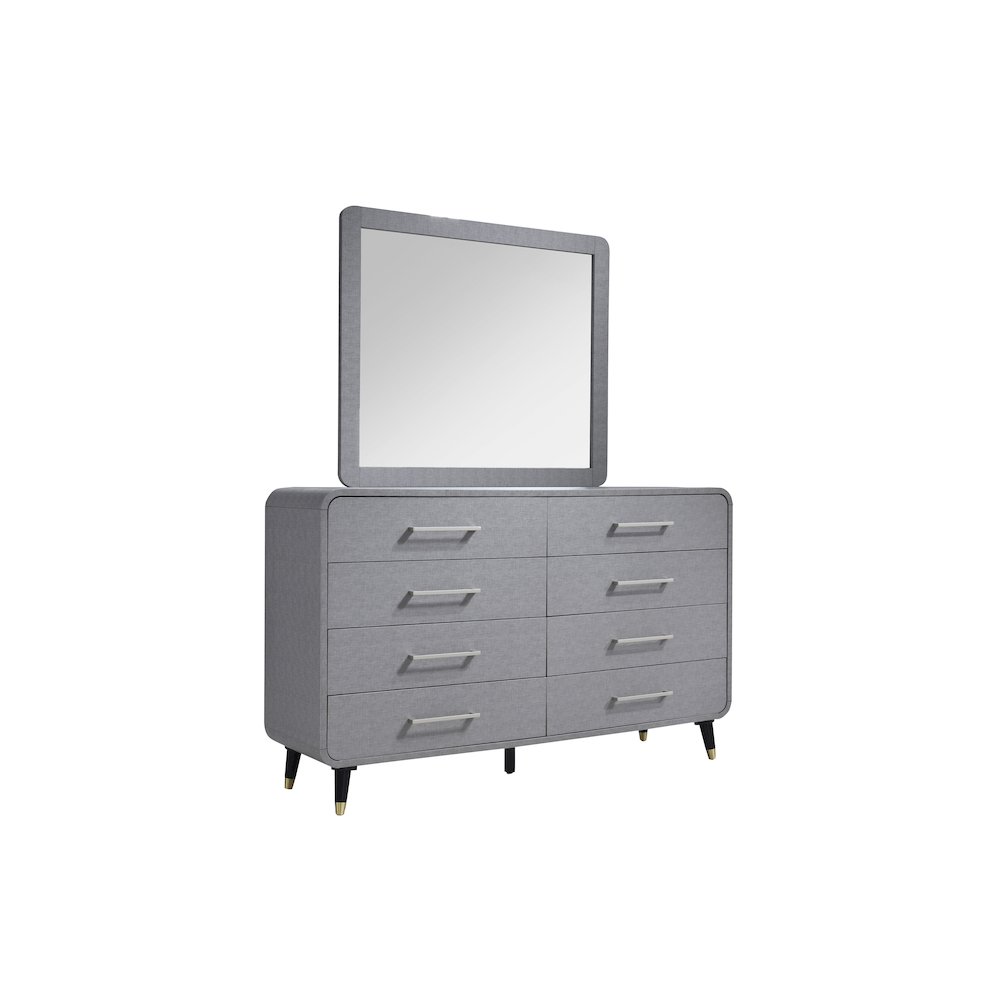 Celine Dresser Mirror in Gray Finish. Picture 4