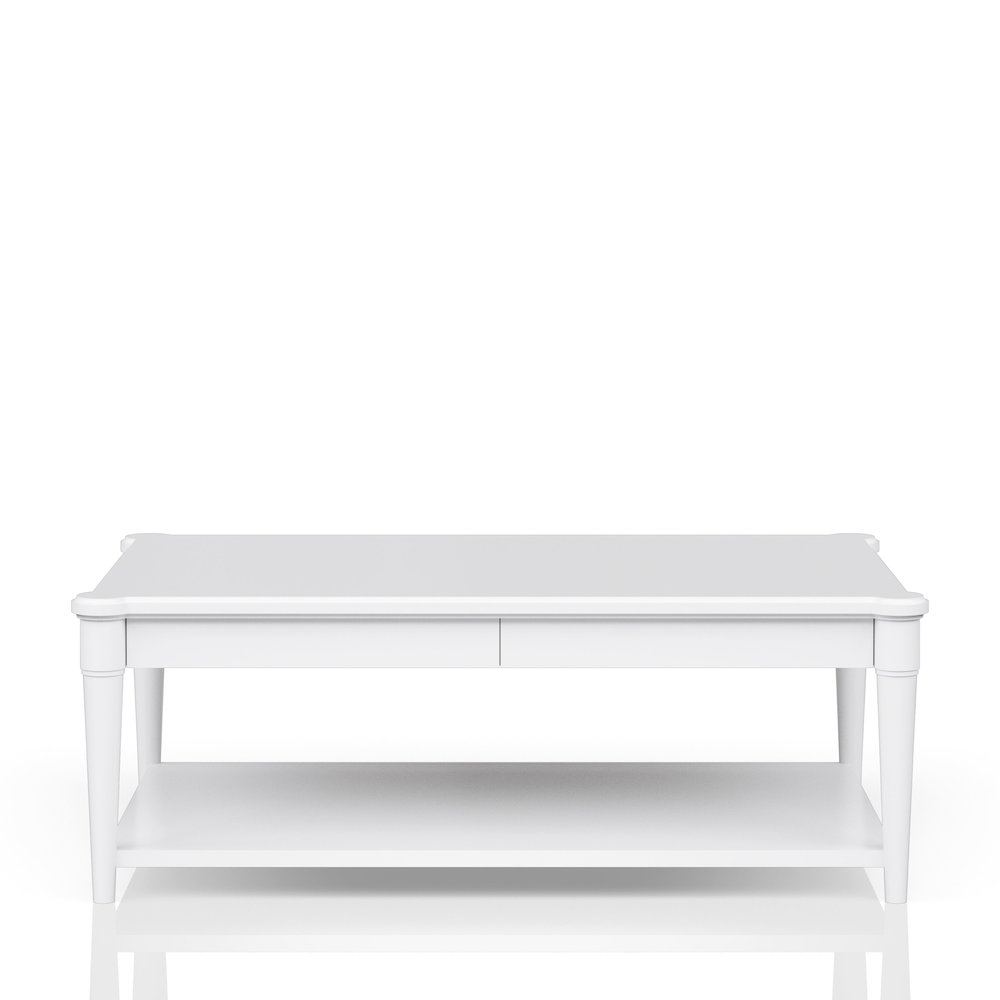 Wilmington Wood Top Cocktail Table W/ Casters-White. Picture 6