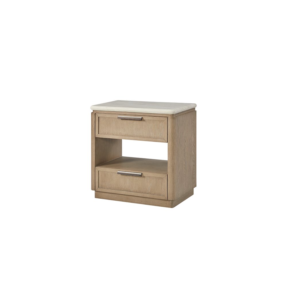 Elements Two Drawer Nightstand with Oak Veneer Drawer Fronts - Toffee. Picture 1
