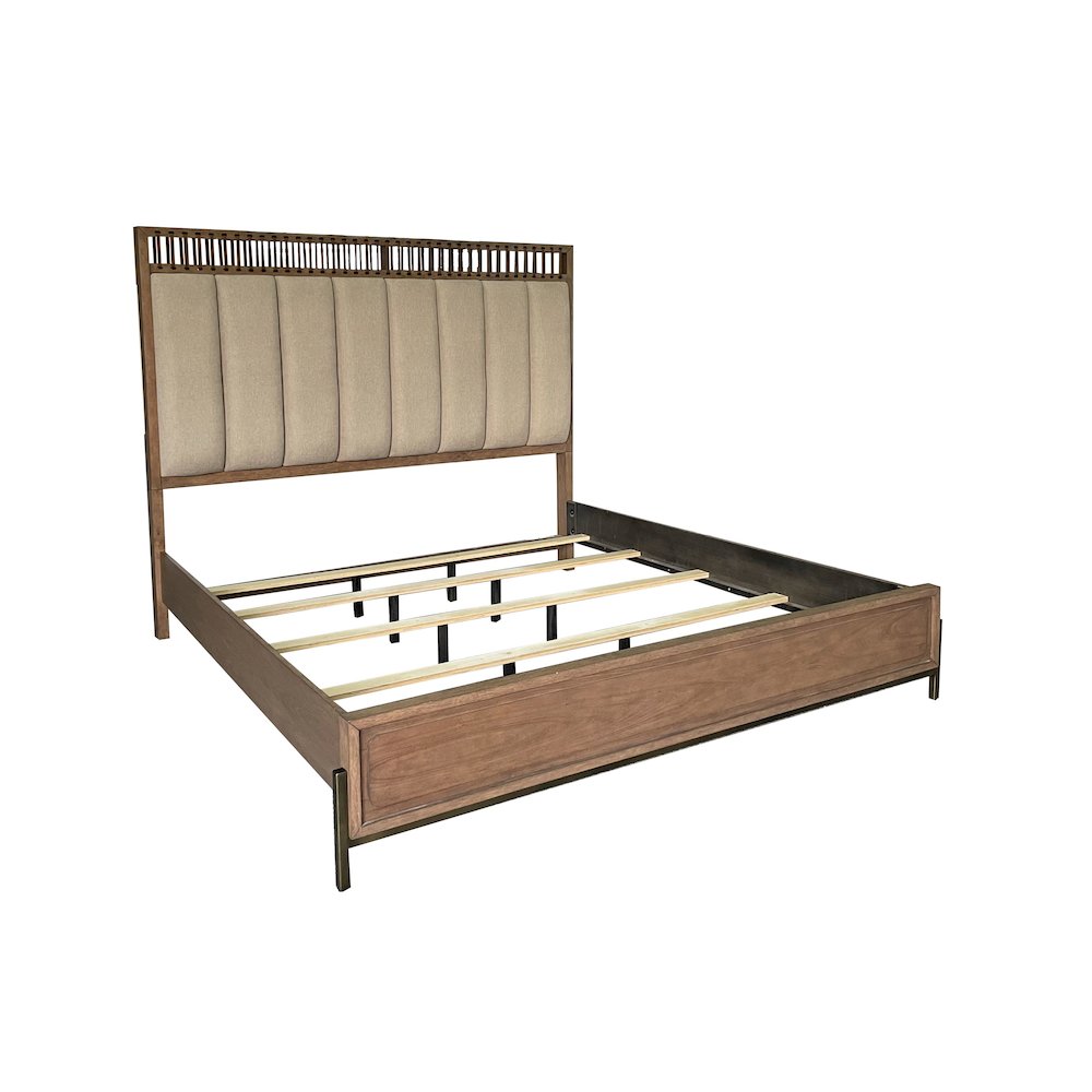Aurora King Uph & Leather Panel Bed. Picture 1
