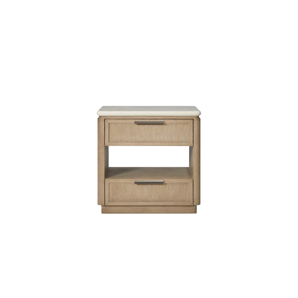 Elements Two Drawer Nightstand with Oak Veneer Drawer Fronts - Toffee. Picture 2