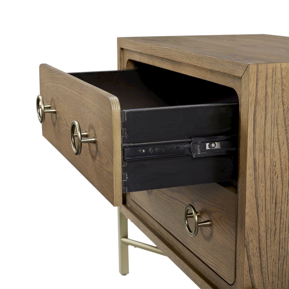 Aurora 2 Drawer Nightstand W/ USB - Latte. Picture 5