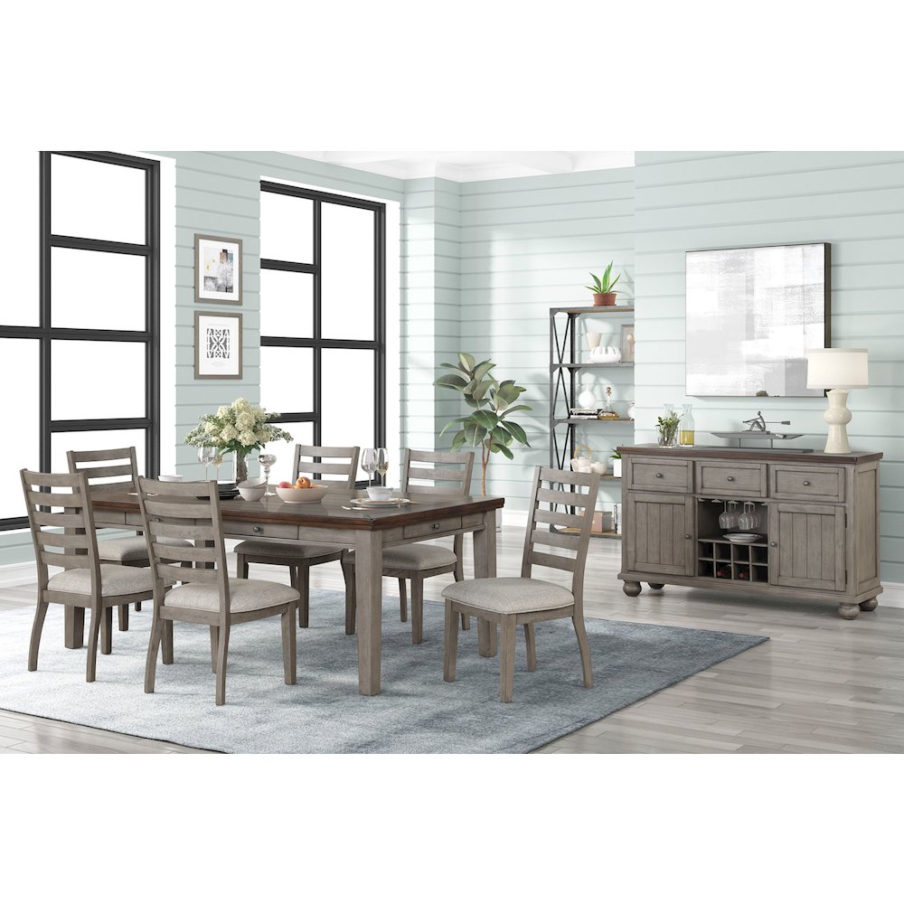 Will Dining Table W/ 6 Drawers in Gray / Brown Finish. Picture 4