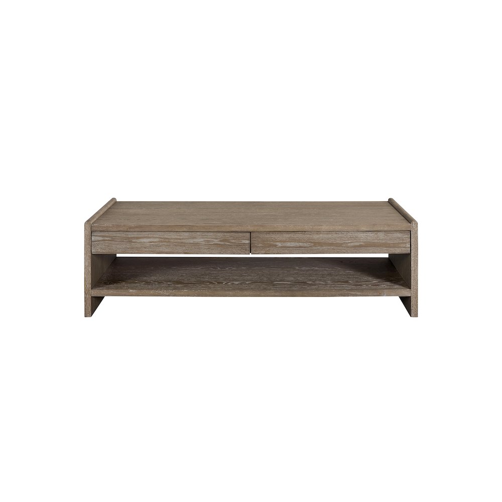 Transitional Elements Wood Top 2-Drawer Cocktail Table. Picture 1
