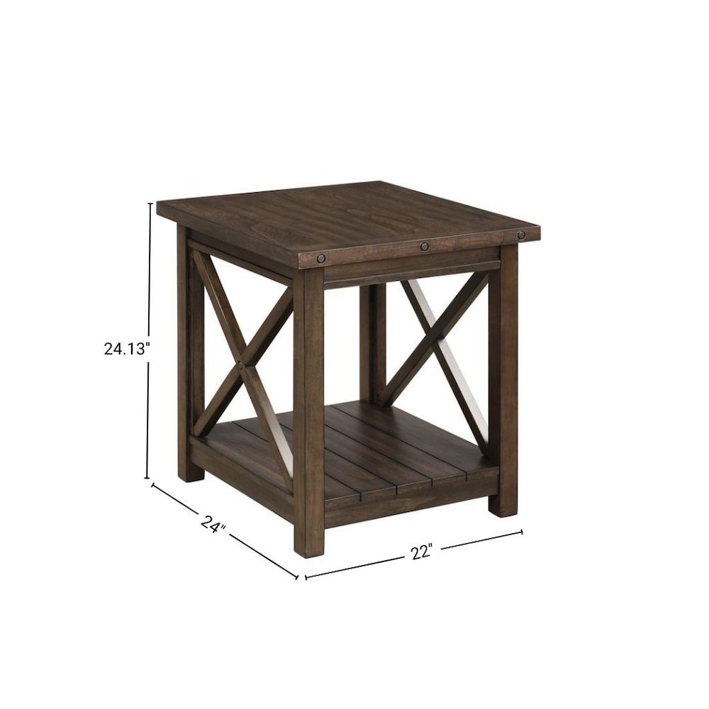Rustic Farmhouse End Table in Walnut – Solid Wood Square Accent Table. Picture 4