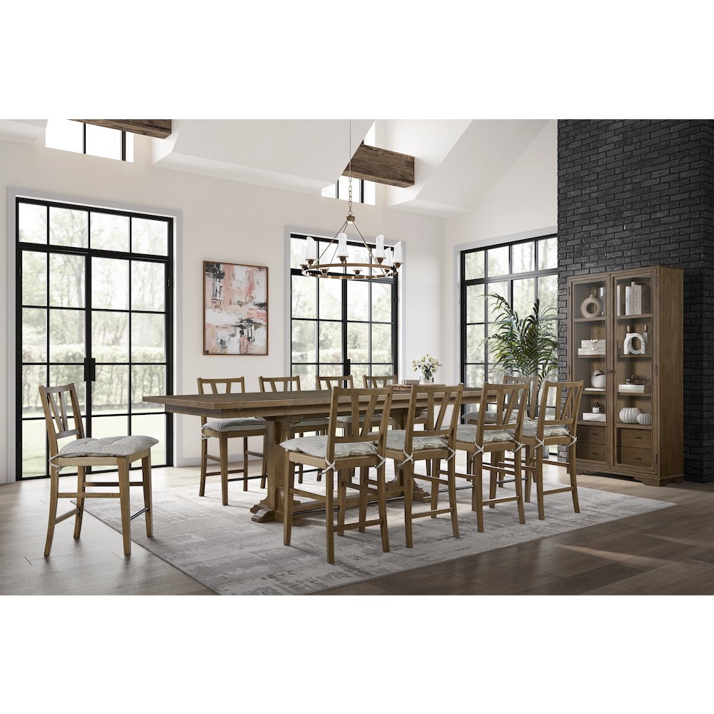 Magnolia Counter Height Trestle Table - Almond. Picture 8
