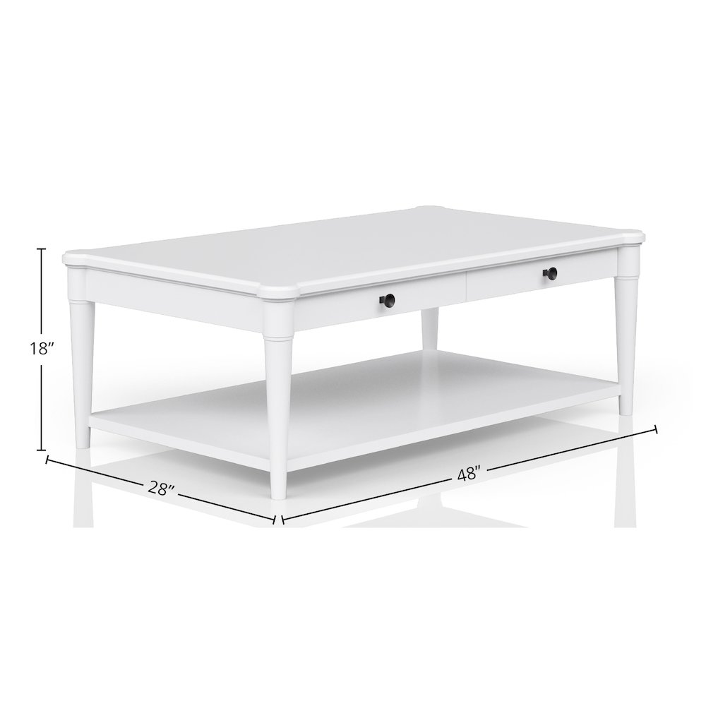 Wilmington Wood Top Cocktail Table W/ Casters-White. Picture 2