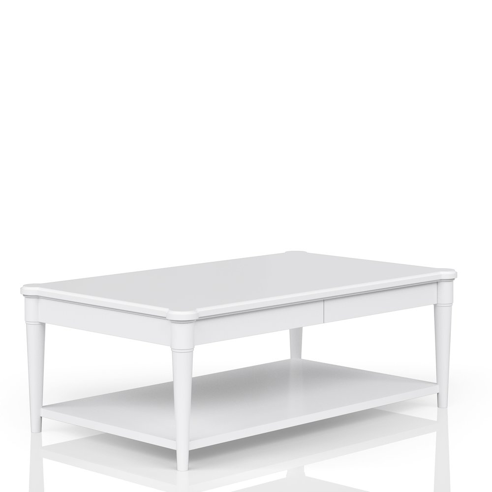 Wilmington Wood Top Cocktail Table W/ Casters-White. Picture 7