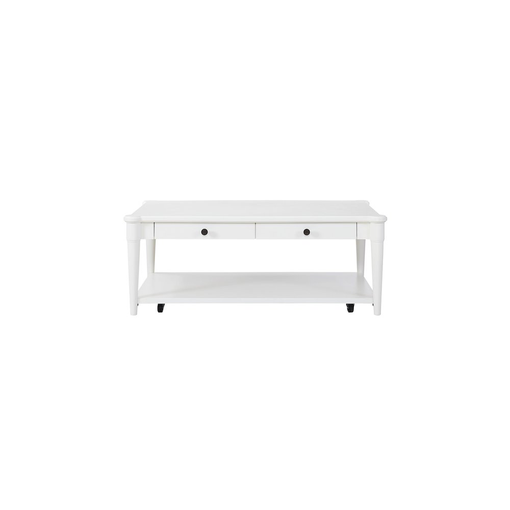 Wilmington Wood Top Cocktail Table W/ Casters-White. Picture 1