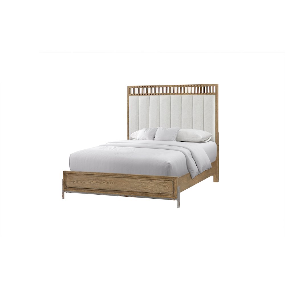 Aurora King Uph & Leather Panel Bed. Picture 3