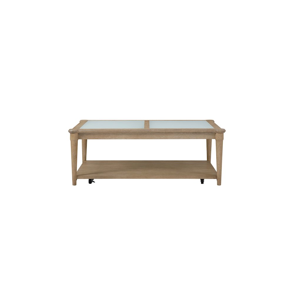 Wilmington Frosted Glass Top Cocktail Table W/ Casters. Picture 1