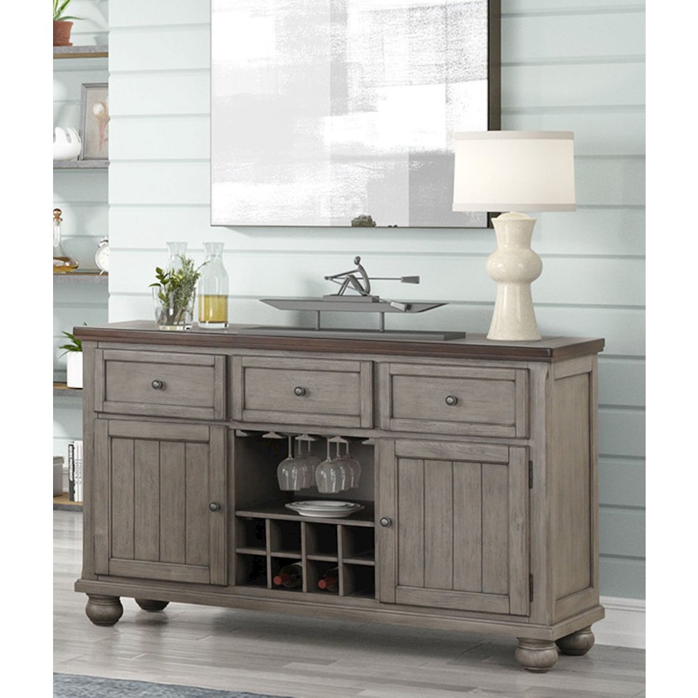 Will Server W/ Power Pack in Gray / Brown Finish. Picture 3
