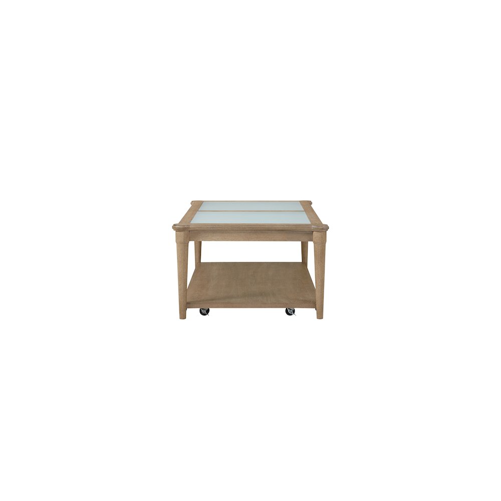 Wilmington Frosted Glass Top Cocktail Table W/ Casters. Picture 4