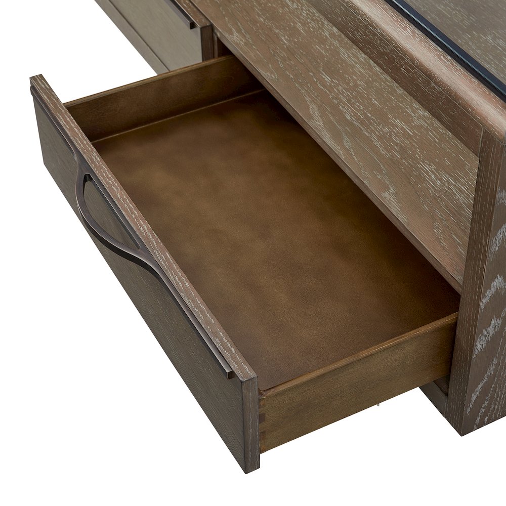 Transitional Elements Glass Top Cocktail Table - Cocoa. Picture 6