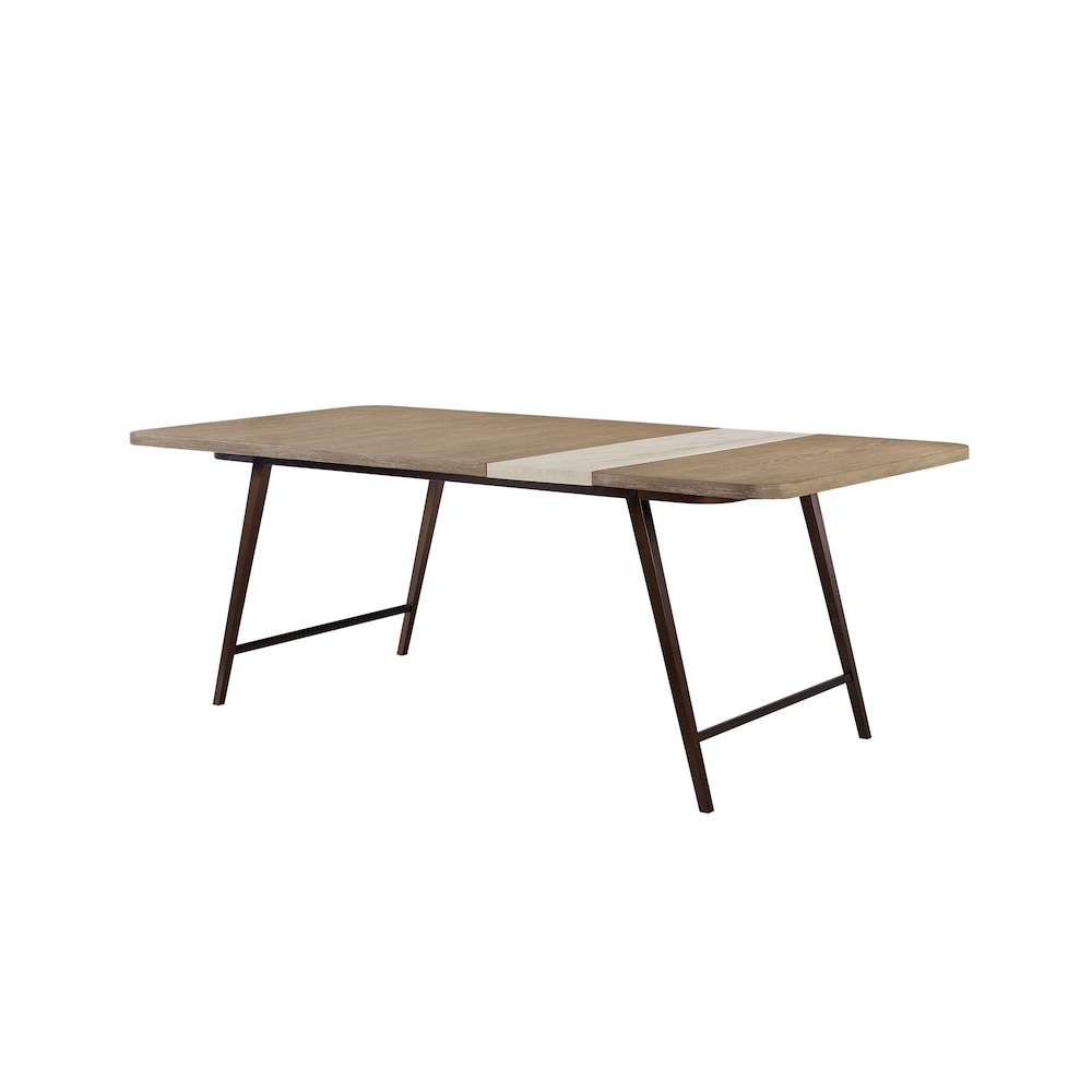 Elements Assyemtrical Stone Slab Dining Table In Toffee Finish. Picture 2