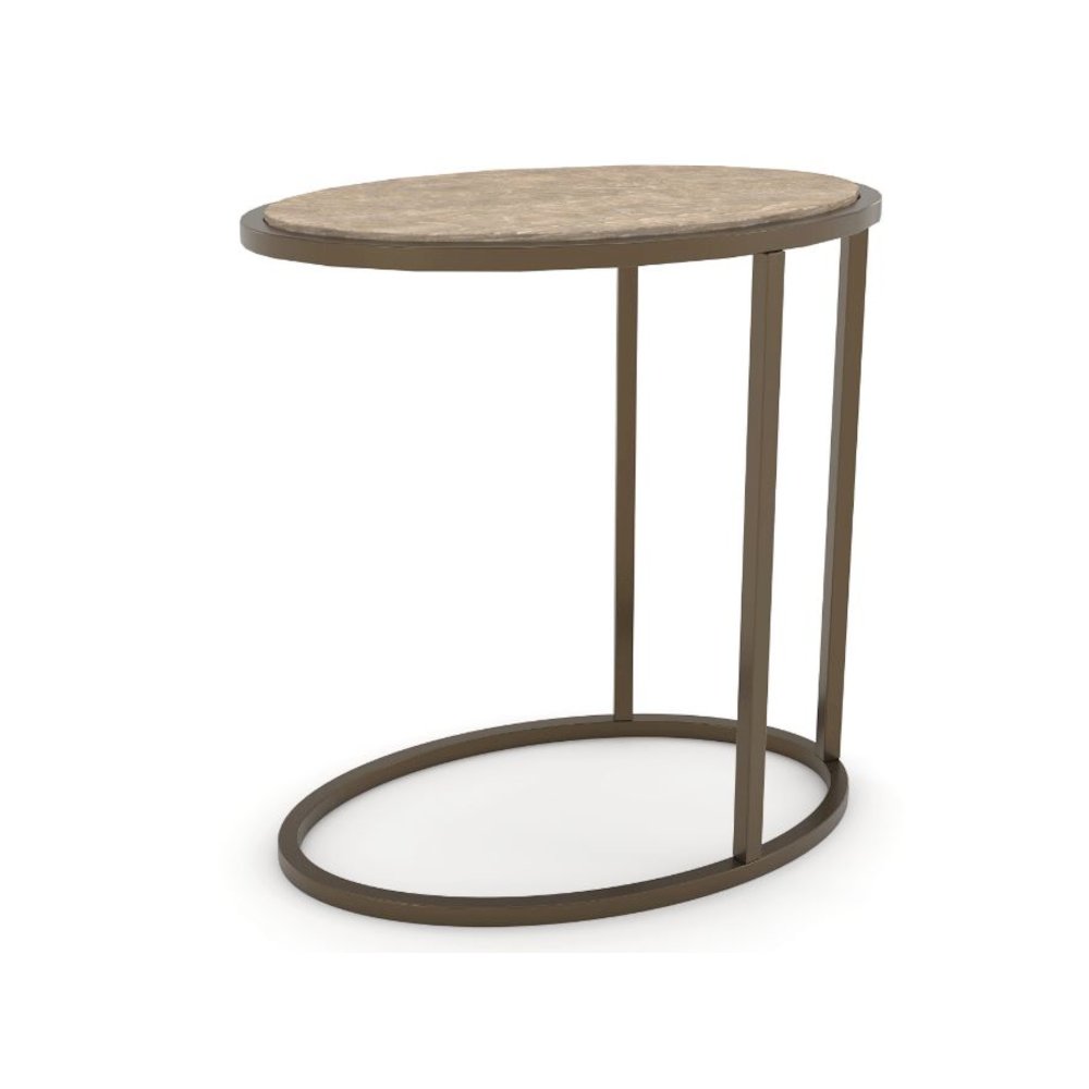 Transitional Elements Metal/Wood Top Chairside Table - Toffee. Picture 1