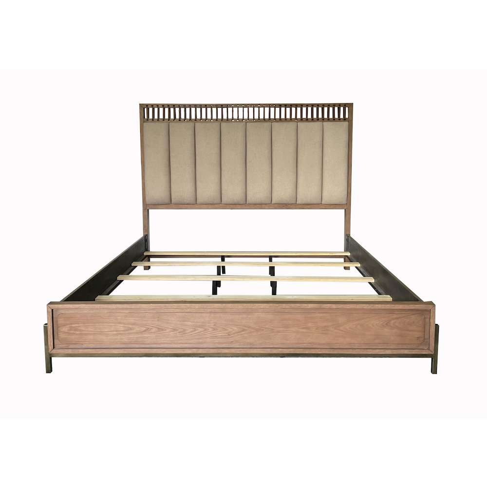 Aurora Queen Uph & Leather Panel Bed. Picture 2