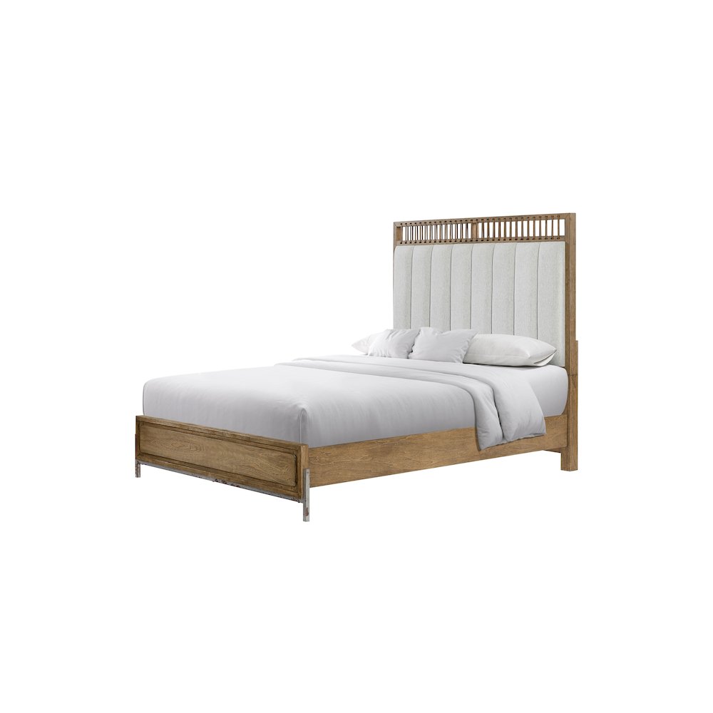 Aurora Queen Uph & Leather Panel Bed. Picture 4