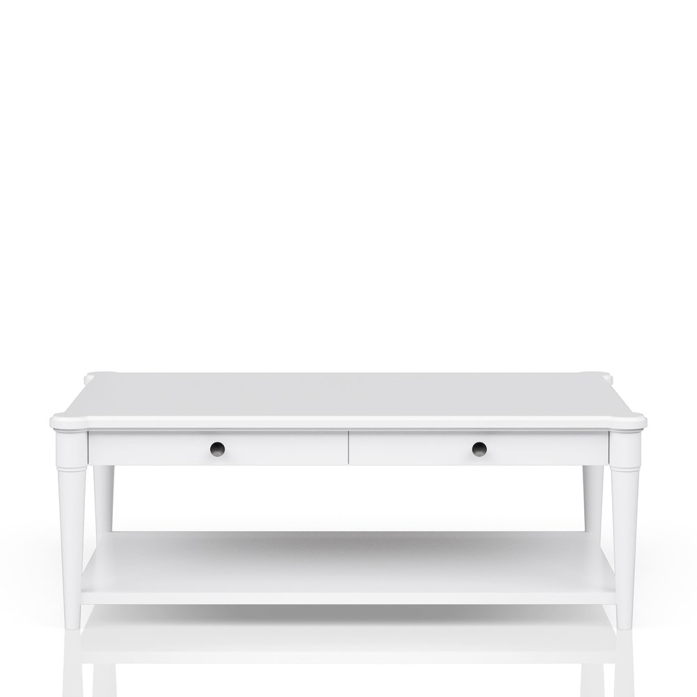 Wilmington Wood Top Cocktail Table W/ Casters-White. Picture 4