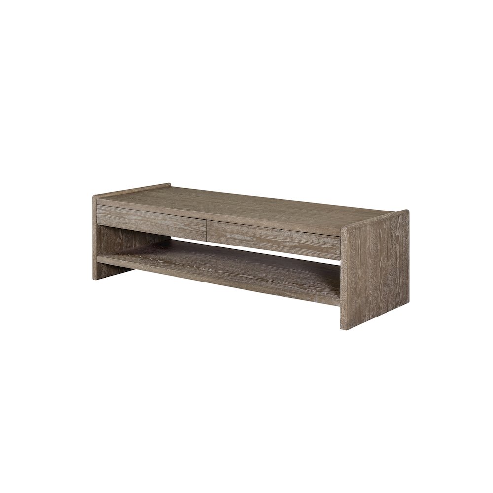Transitional Elements Wood Top 2-Drawer Cocktail Table. Picture 2