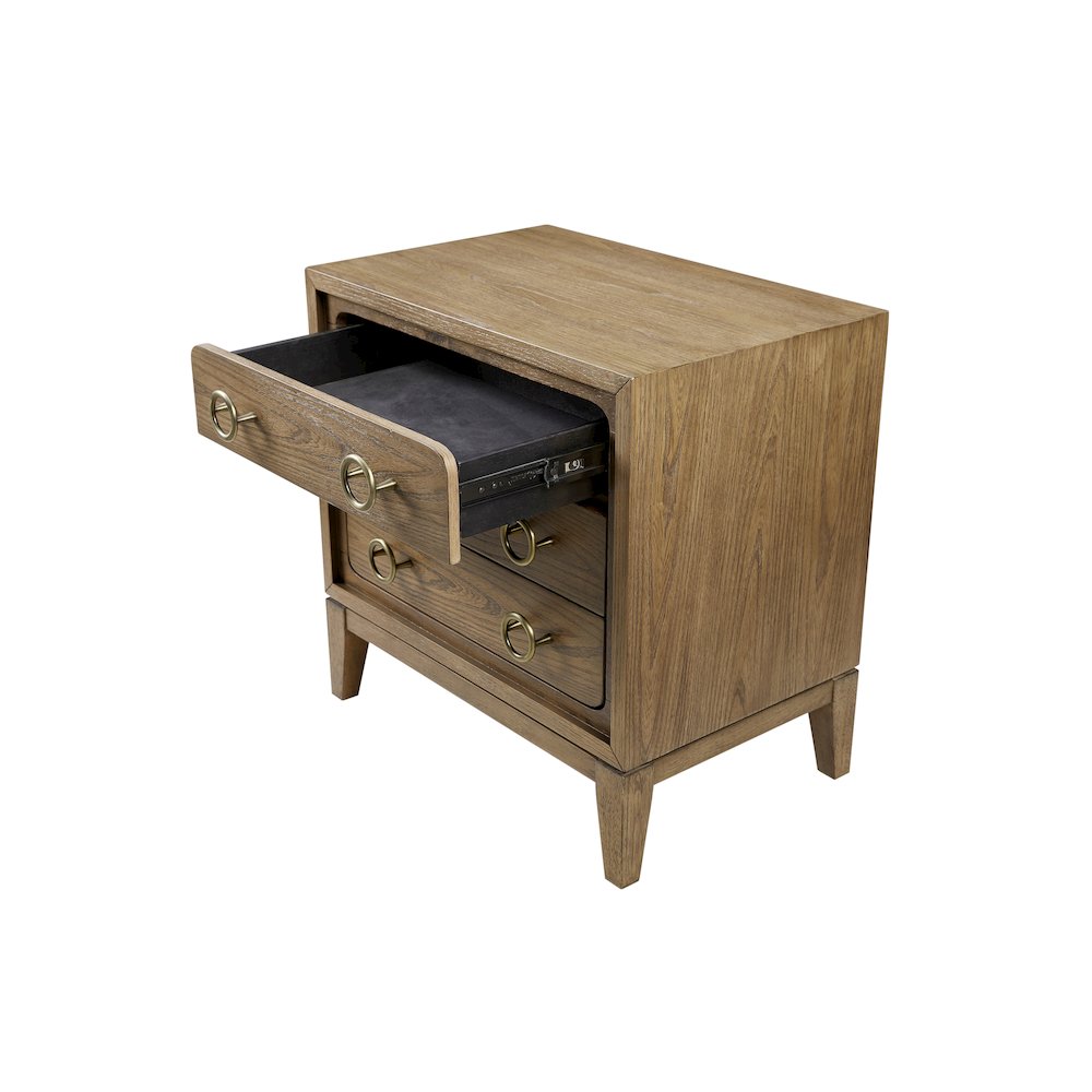 Aurora 3 Drawer Nightstand W/ USB - Latte. Picture 6