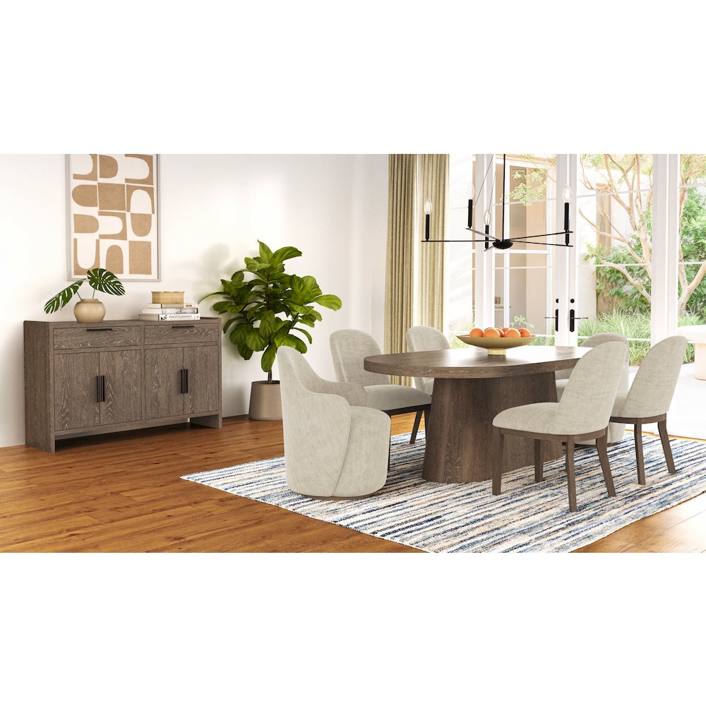 Elements Oval Pedestal Table - In Cocoa Finish. Picture 10
