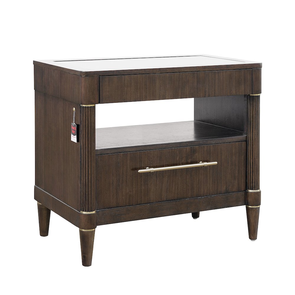 Asher Park Glass Top Bachelor's Chest, Piano Brown Finish. Picture 2