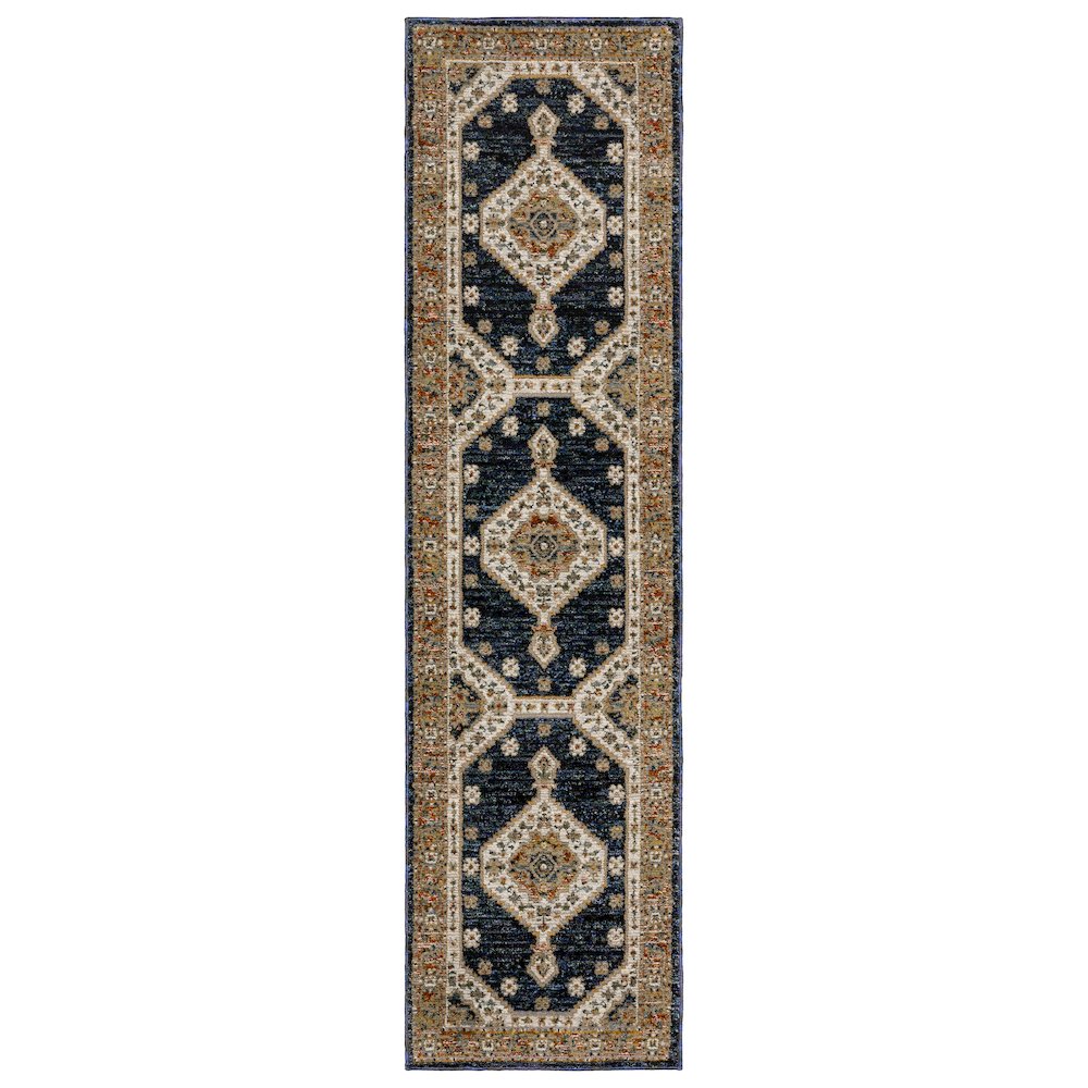 ANDORRA Blue 2' 6 X 12' Area Rug. Picture 1