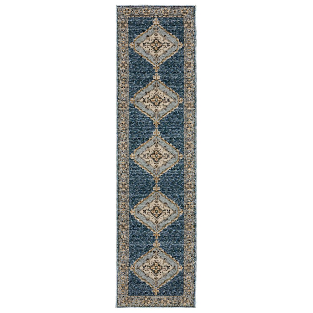 ANDORRA Blue 2' 6 X 12' Area Rug. Picture 1