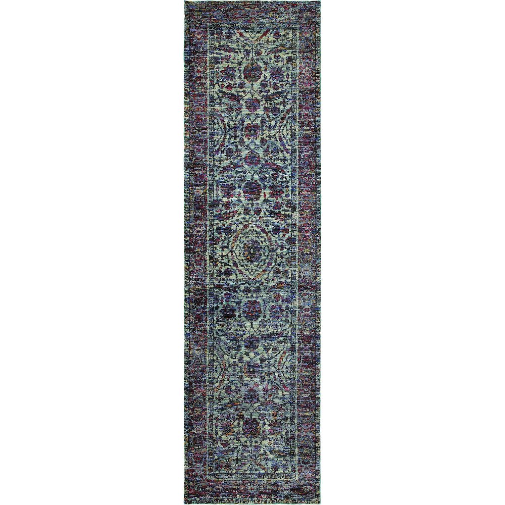 ANDORRA Blue 2' 6 X 12' Area Rug. Picture 1
