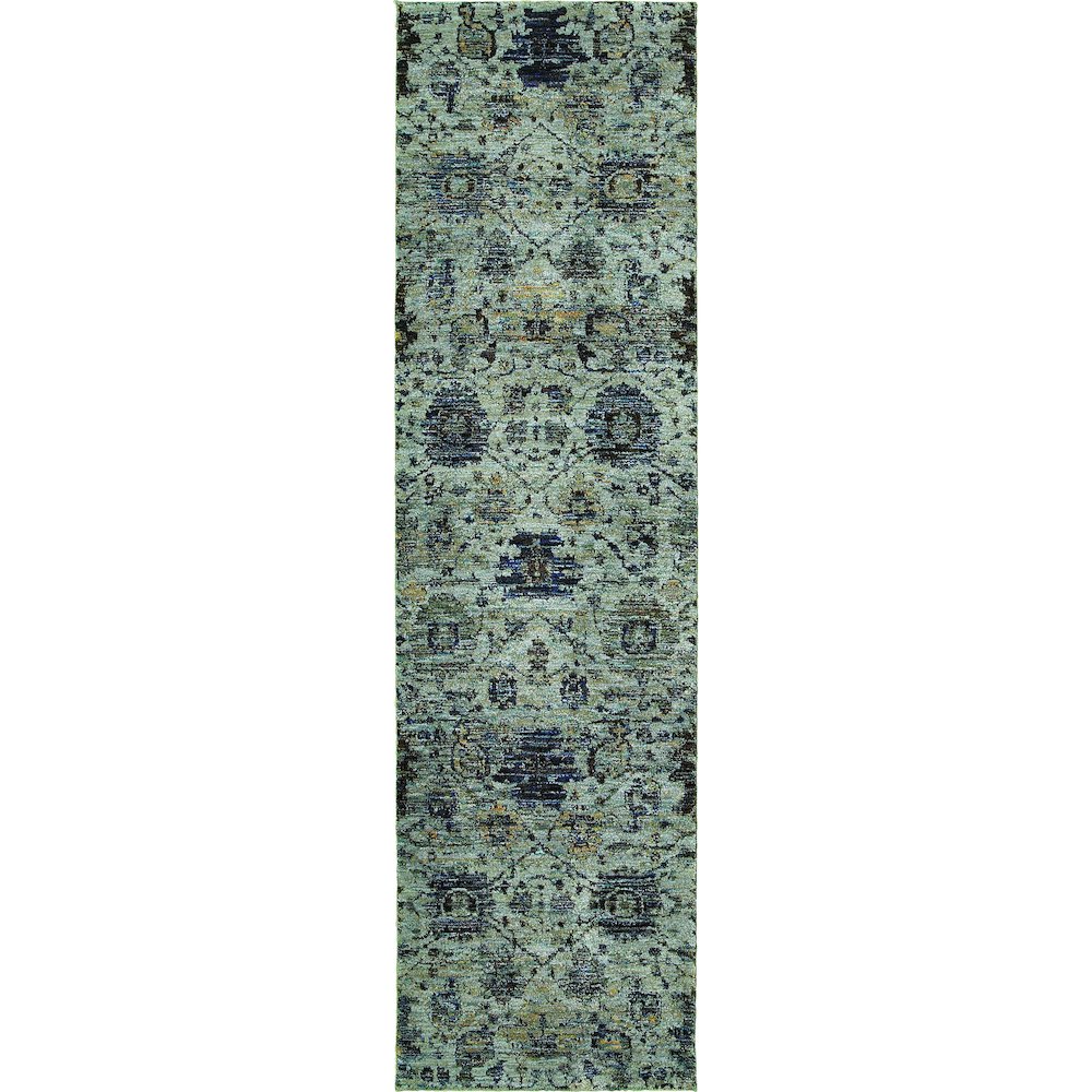 ANDORRA Blue 2' 6 X 12' Area Rug. Picture 1