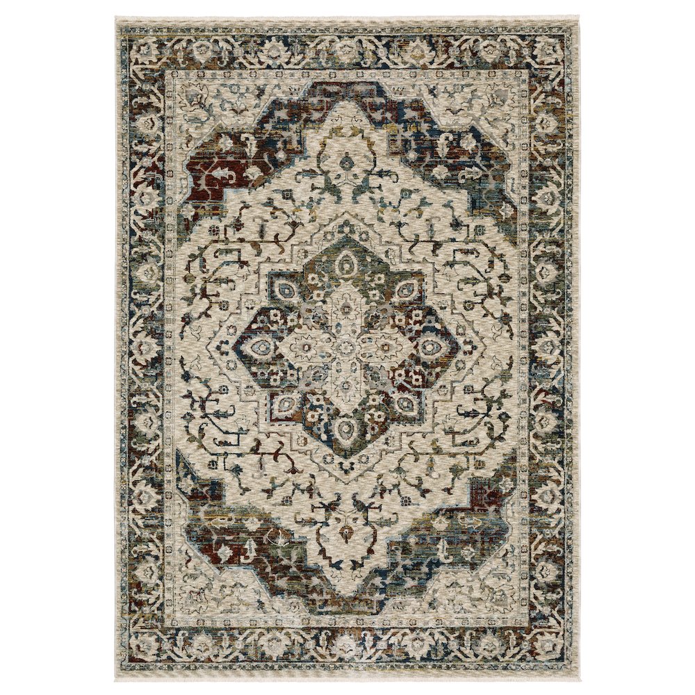 4X6 Traditional Rug Made of Polyester, Beige color. Picture 1