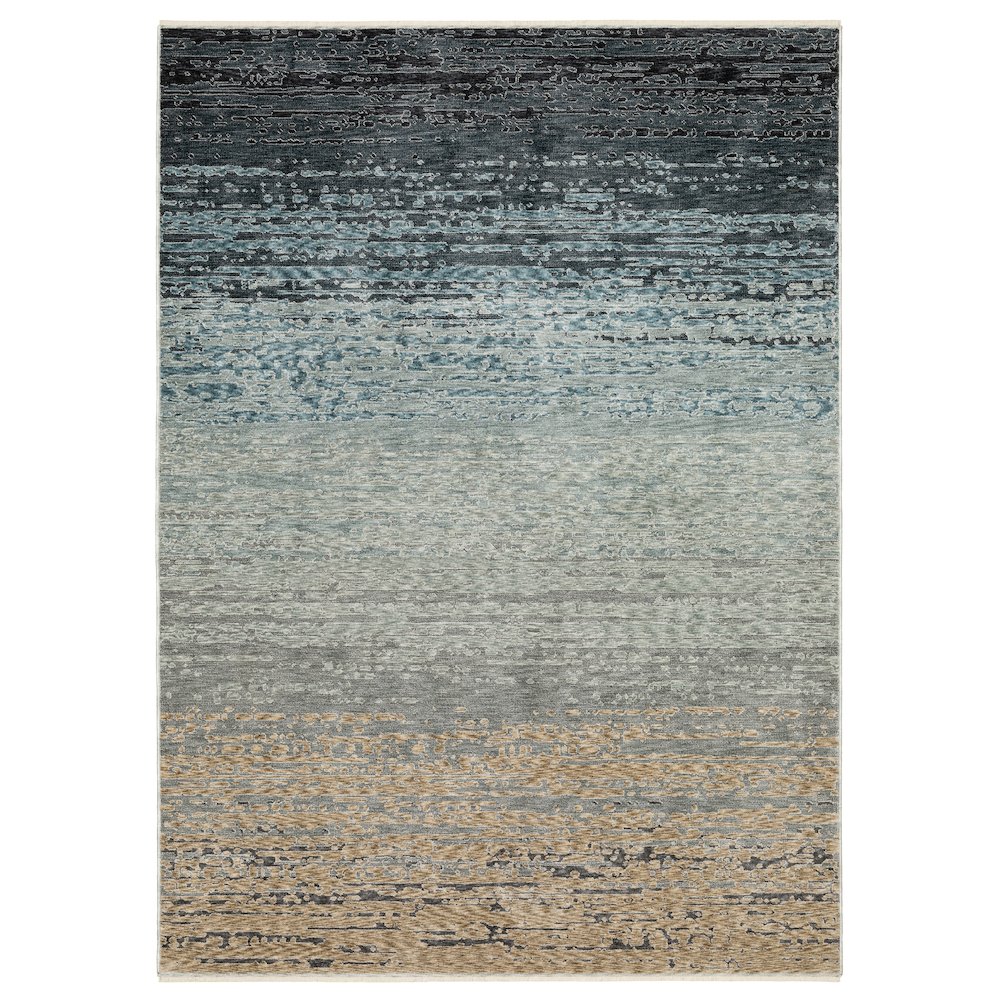 4X6 Casual Rug Made of Polyester, Blue color. Picture 1