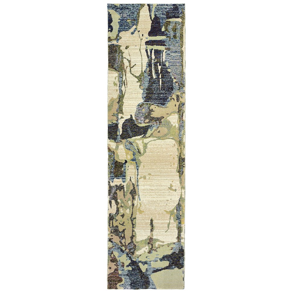 EVOLUTION Blue 2' 6 X 12' Area Rug. Picture 1