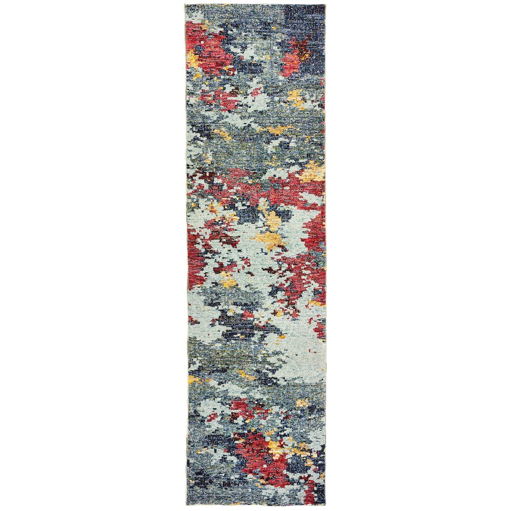 EVOLUTION Blue 2' 6 X 12' Area Rug. Picture 1