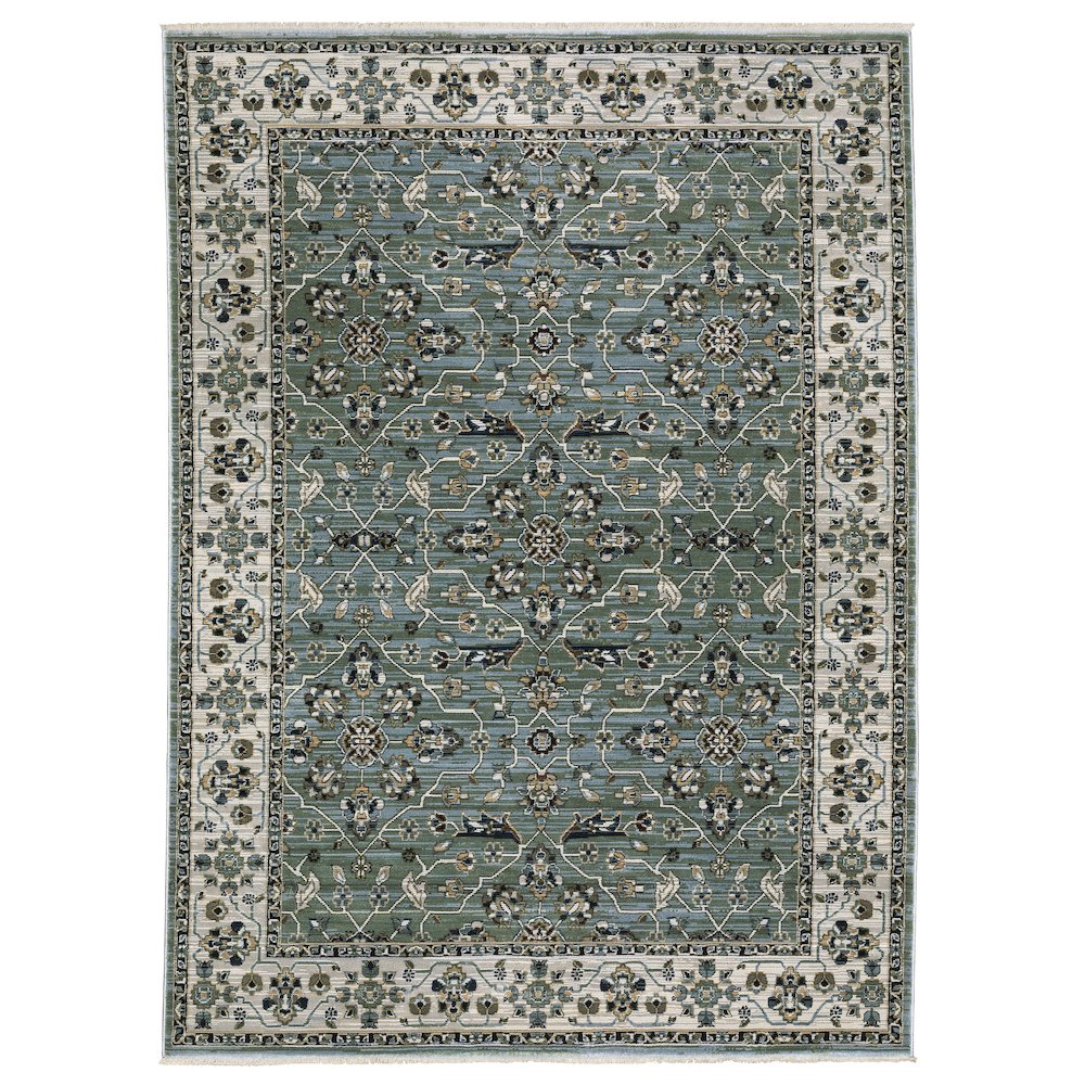 4X6 Traditional Rug Made of Polyester, Blue color. Picture 1