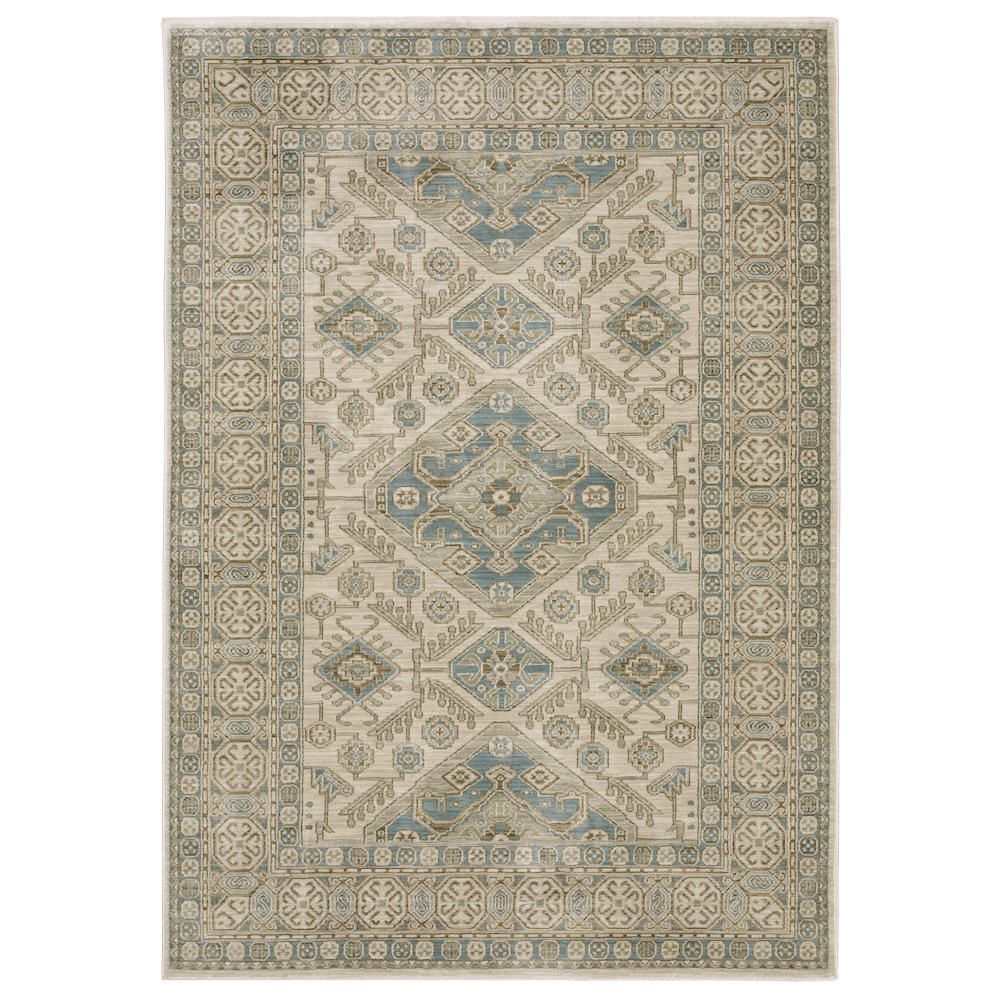 Casual Rug 3' 3" X  5' Size in Beige/ Blue Color. Picture 1