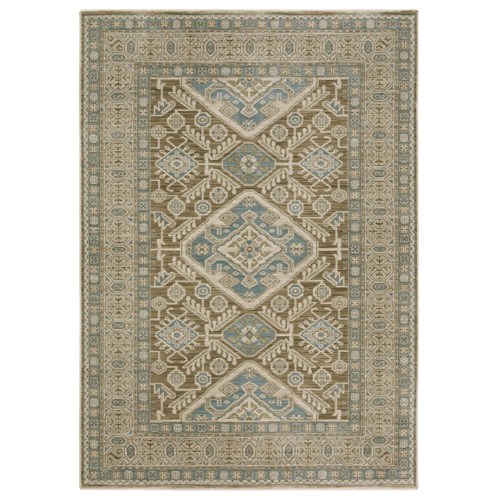 Casual Rug 3' 3" X  5' Size in Brown/ Blue Color. Picture 1