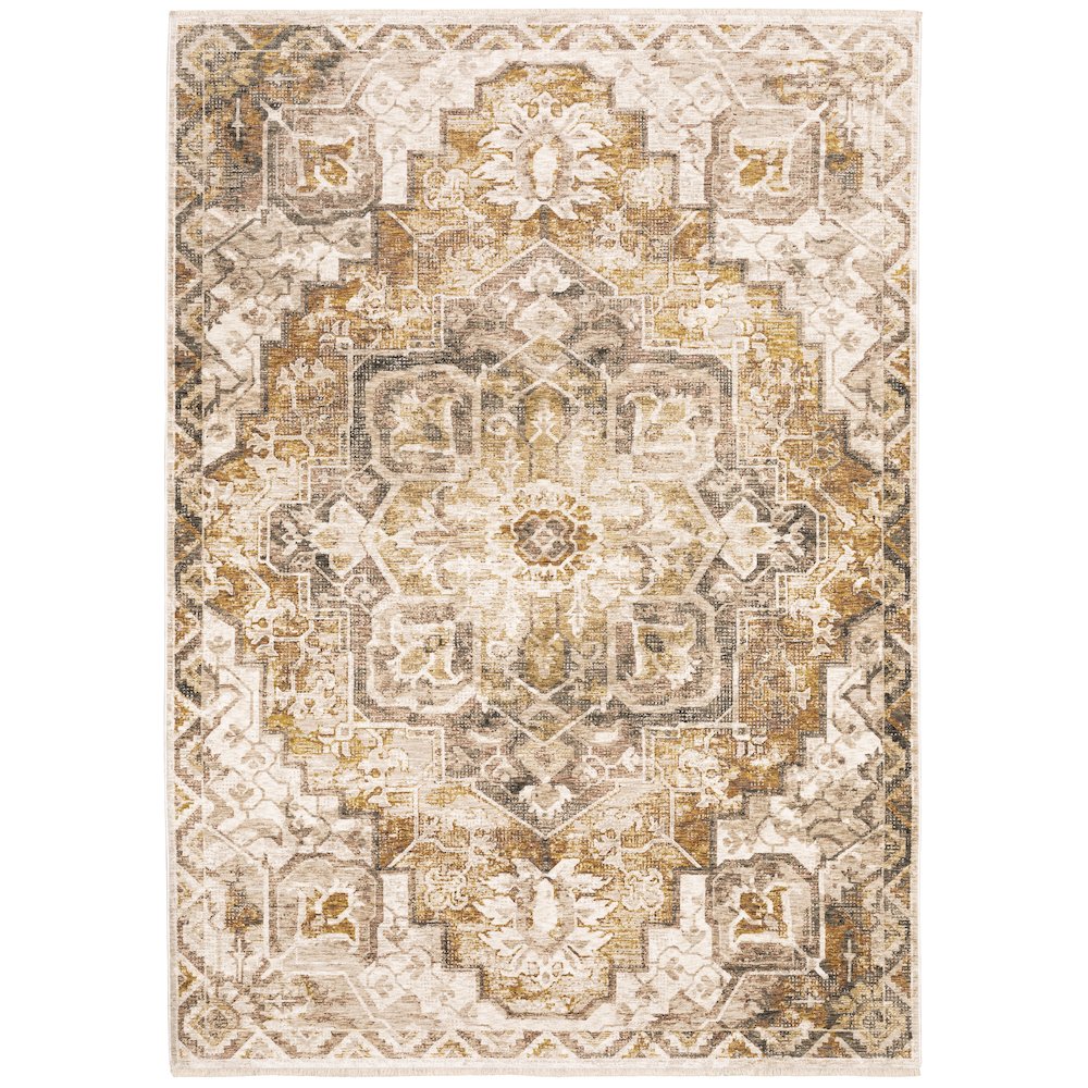 MAHARAJA Gold 3' 3 X  5' Area Rug. Picture 1