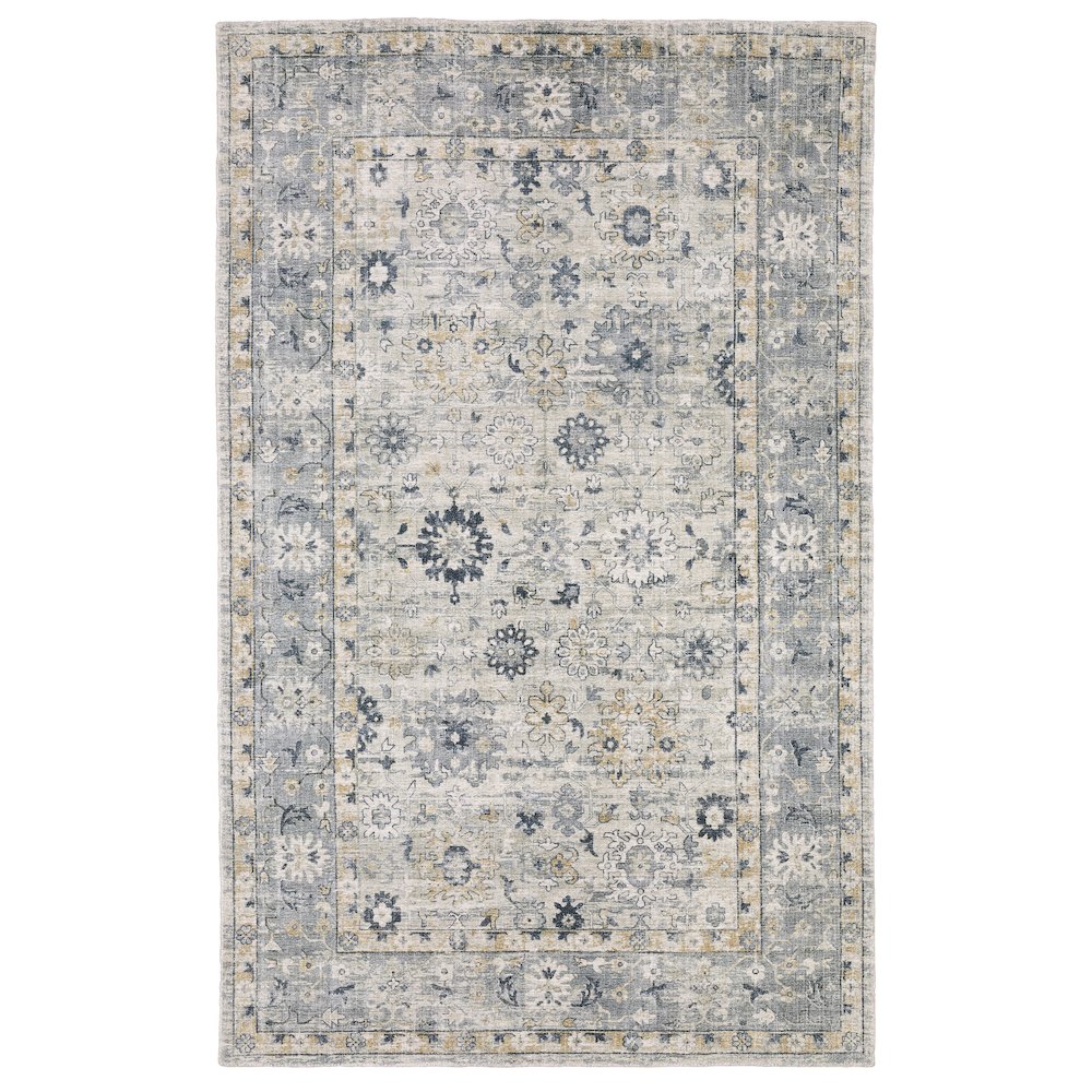 6X9 Traditional Rug Made of Wool and Viscose, Ivory color. Picture 1