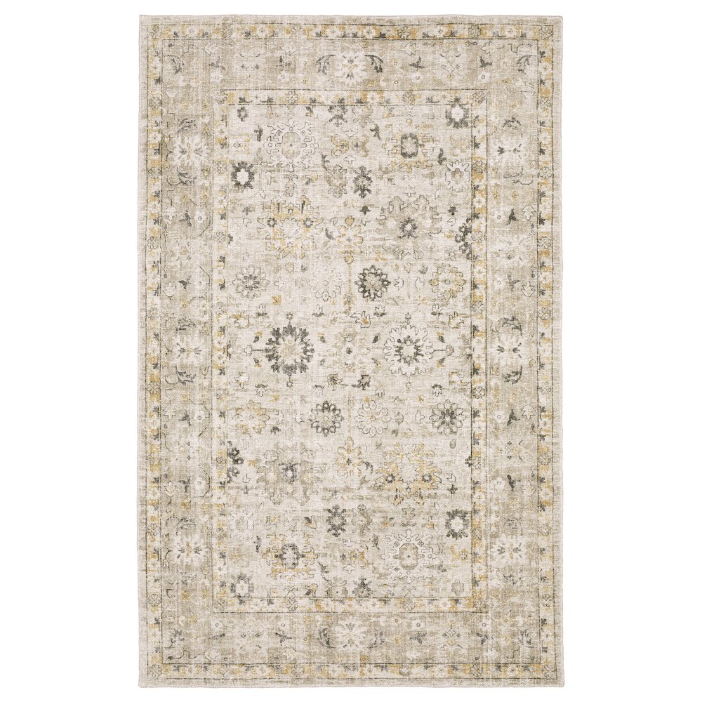 6X9 Traditional Rug Made of Wool and Viscose, Beige color. Picture 1