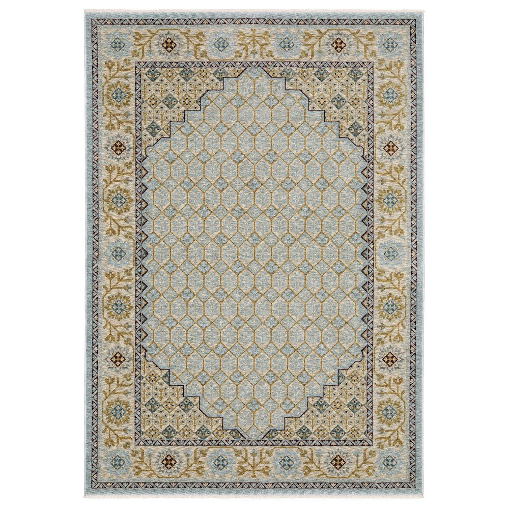 5X8 Traditional Rug Made of Polyester, Blue color. Picture 1