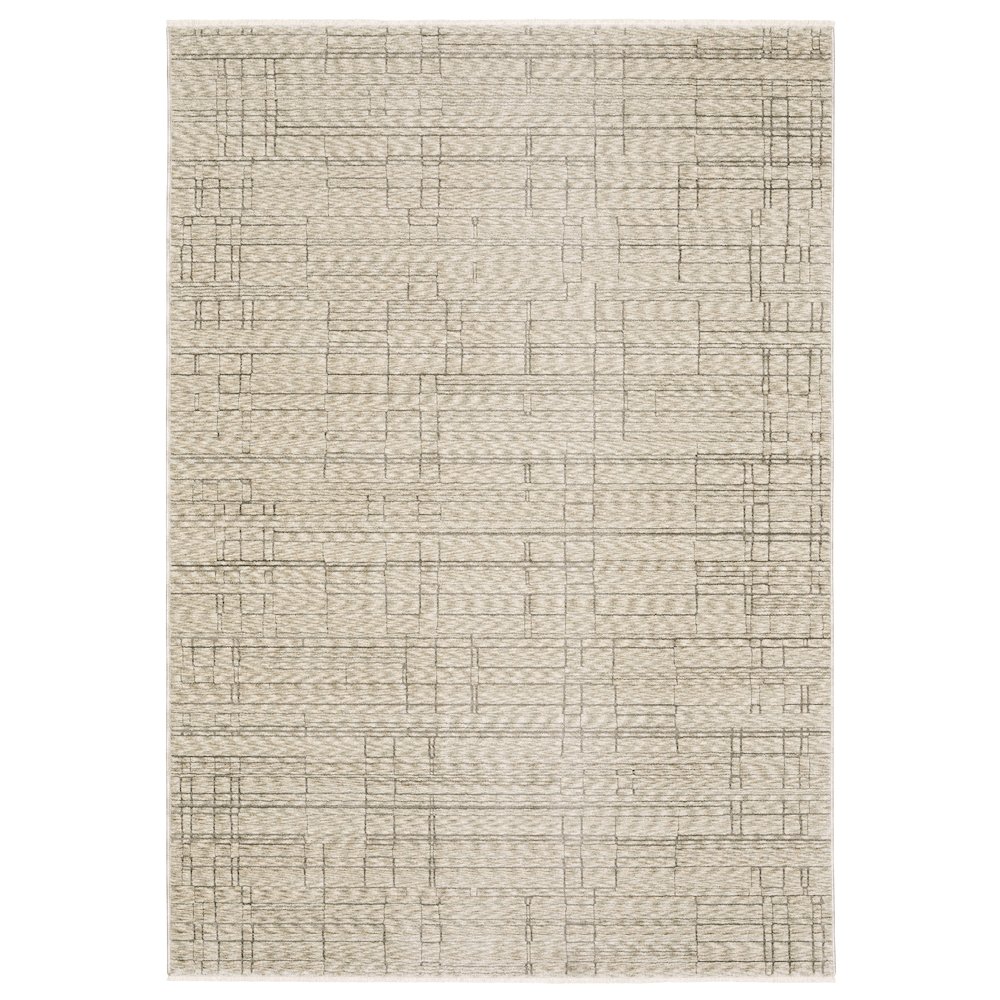 5X8 Casual Rug Made of Polyester, Beige color. Picture 1
