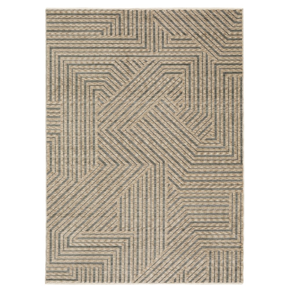 5X8 Casual Rug Made of Polyester, Beige color. Picture 1