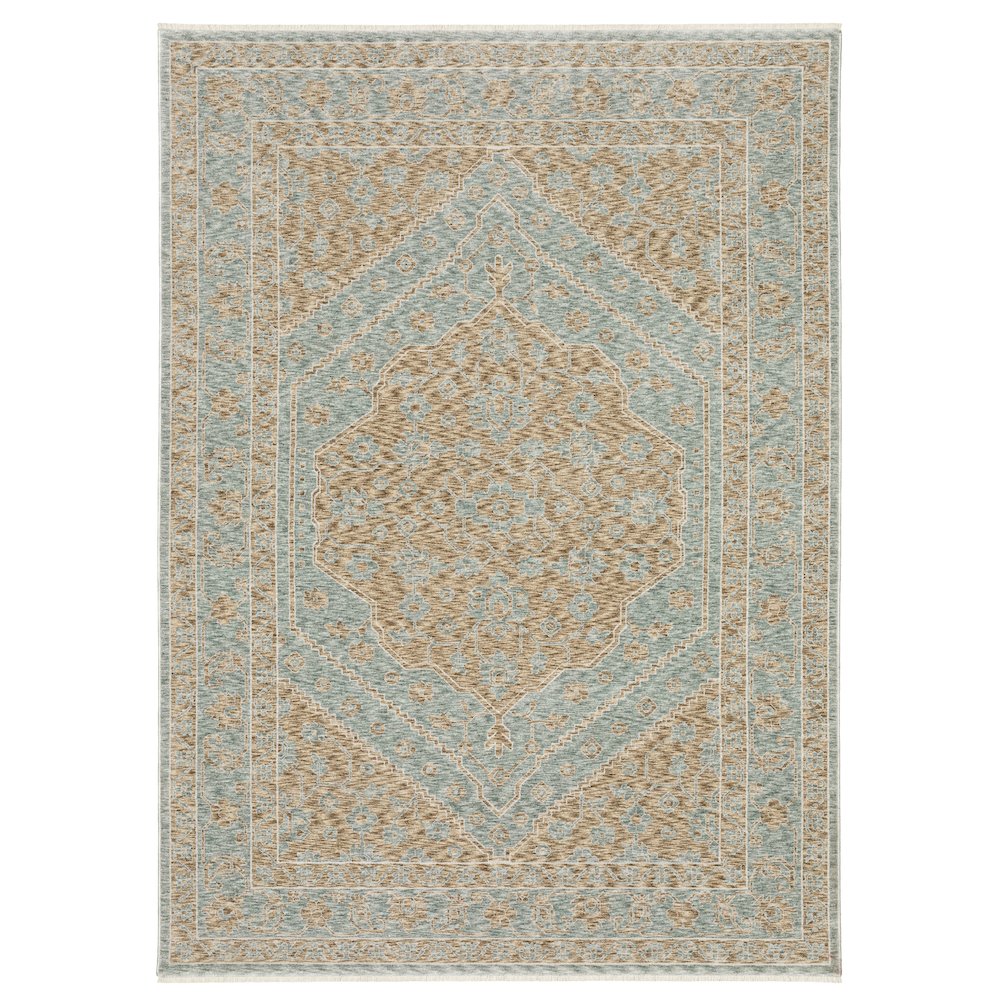 5X8 Casual Rug Made of Polyester, Beige color. Picture 1